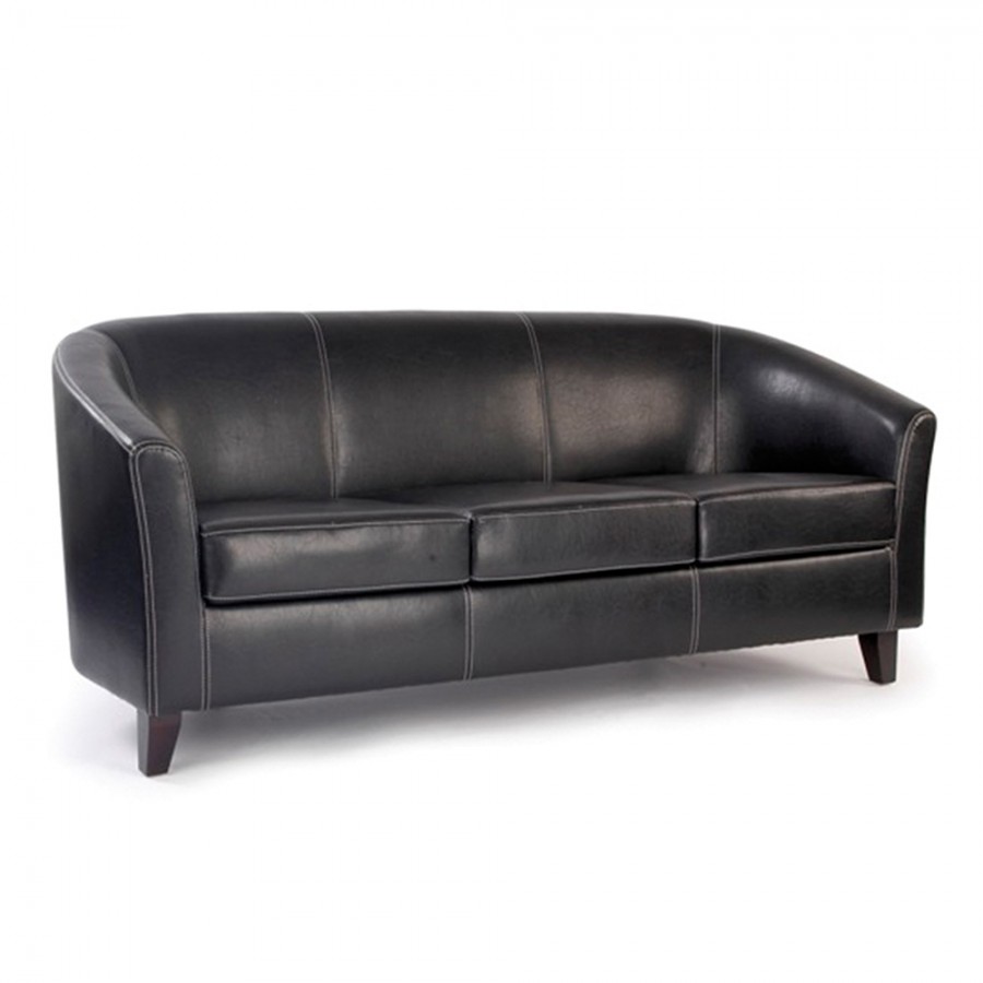 Metro High Back Tub Leather Effect 3 Seater